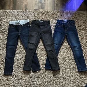 3 pair of girls 6/6x jeggings middle pair are black